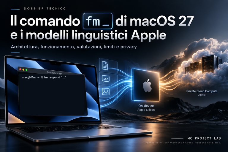 Copertina del dossier sul comando fm di macOS 27